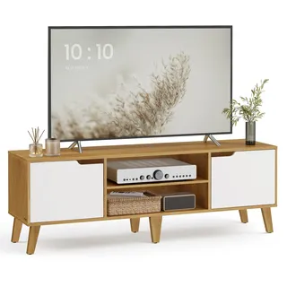 VASAGLE TV-Schrank Lowboard 147 cm natureichenfarben/cremeweiß