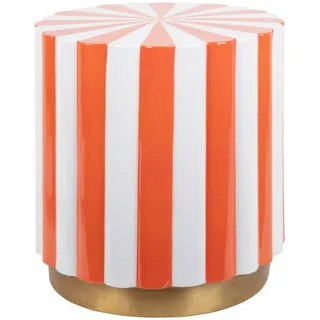 Xxxl Hocker , Orange, Weiß , Metall , Streifen , rund , 40x41x40 cm , Wohnzimmer, Sessel, Hocker & Hockerbänke, Sitzhocker