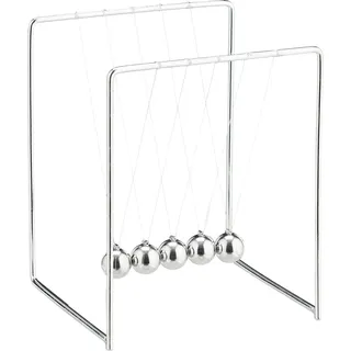 Relaxdays Newton Pendel, Kugelpendel für Schreibtisch & Büro, Physik, 5 Kugeln, Metall, Newton Kugelstoßpendel, silber - Silber