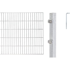 Alberts 653767 Doppelstabmattenzaun als 6 tlg. Zaun-Komplettset | verschiedene Längen und Höhen | feuerverzinkt | Höhe 140 cm | Länge 6 m