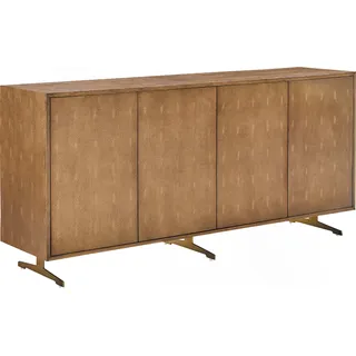 KAWOLA Sideboard GALA 4 Türen Kunstleder goldfarben Fuß Edelstahl gebürstet - Gold