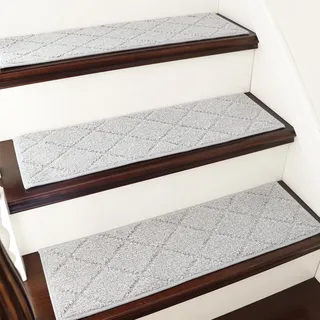 COSY HOMEER 4 Stück Treppenstufen Matten, 70 x 22cm Anti Rutsch Stufenmatten Selbstklebend, Maschinenwaschbar, 100% Polyester, TPE-Rücken, Ideal für Kinder, Senioren und Haustiere, Grau