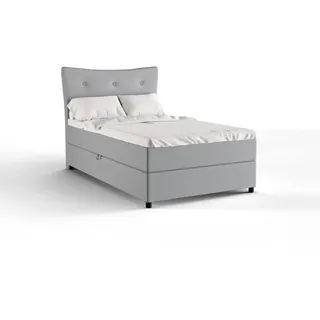 panda möbel Boxspringbett, 120cm x 200cm, grau mit Bettkasten, Matratze und Topper, Einzelbett, Nevada Panda Möbel - Hellgrau
