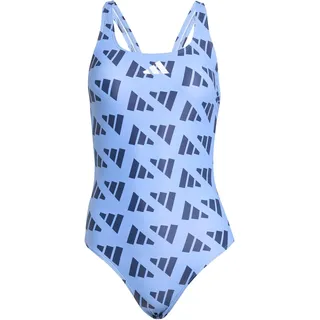 adidas Logo Graphic V-back Swimsuit, Blue Fusion/Dark Blue, 38