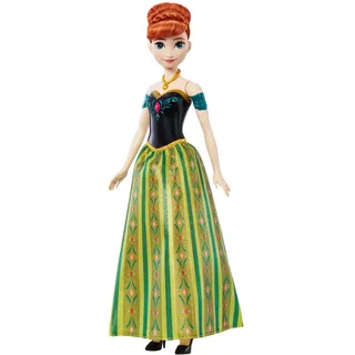 Mattel Spielzeuge aus Disney Die Eiskönigin“, Singende Anna-Modepuppe in charakteristischem Outfit, singt Zum ersten Mal“ aus dem Disney-Film Die Eiskönigin“ in 4 Sprachen, JDL59