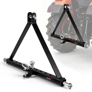 Vevor 3-Punkt-Anhängerkupplung mit Kugelkopf, Dreipunkt-Schnellkupplung, Traktor-Zugstangenadapter, Kompatibel mit Traktoren der Kategorie 2, Unterstützt Modelle Gängiger Marken, Schwarz