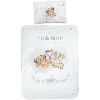 MTOnlinehandel König der Löwen Babybettwäsche 135x100 Flanell/Biber, 1 Kissenbezug 40x60 + 1 Bettbezug 100x135 cm, Hochwertige Kinder-Bettwäsche mit Reißverschluss