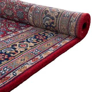 Orientteppich THEKO "Benares Herati" Gr. 7, rot, B:250cm H:12mm L:350cm, Schurwolle, Teppiche, Orientteppich, reine Wolle, handgeknüpft, mit Fransen