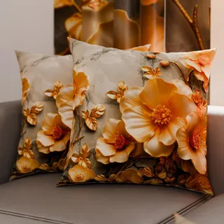 PETTI Artigiani Italiani - 1 Paar Kissenbezüge 30 x 30 cm aus Mikrofaser, Dekokissen für Schlafzimmer, Sofa, Wohnzimmer, Set mit 2 Kissenbezügen, Blumenmuster 06 17, 100% Made in Italy