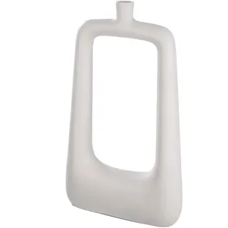 Casablanca große Deko Vase XL aus Aluminium - eckige Blumenvase Moderne Lochvase Deko Wohnzimmer Tischdeko - Fabe: Creme Höhe 41,5 cm