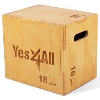 Yes4All 3 in 1 Holz Plyo Box mit 4 verschiedenen Größen - Lieferumfang: Schrauben zur einfachen Montage, Unisex-Erwachsene, A-Light Wood BW0X Color,50.8cmx45.7cmx40.6cm