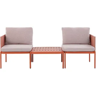 Beliani Lounge SET 2-Sitzer modular Orange Terracina , Metall , Gartenmöbel, Gartengarnituren, Gartenmöbel-Sets