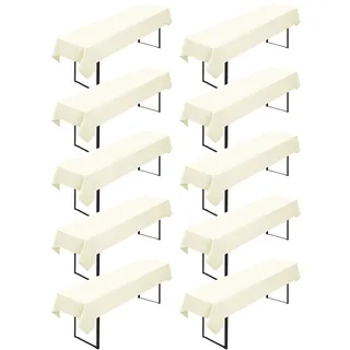 10 Stück Biertisch Tischdecke,für 50-70 cm Tischbreite,Elfenbein Biertisch Biertischhussen Bierzeltgarnitur Rechteckige Tischdecken Waschbar 100x250cm für Gartenbankett-Gartenmöbel