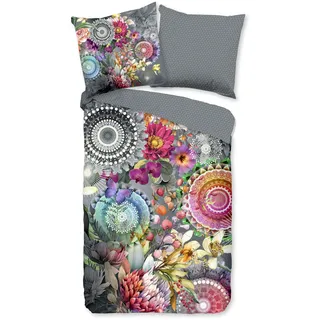 HIP Wendebettwäsche »Olinga« 2 Stk. tlg. Satin, Reißverschluss, Wendeoptik, Mandala, Blume, Grau, Bunt hip Bunt B/L: cm x cm