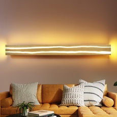 ZMH Wandlampe LED Wandleuchte Holz - 16W Flurlampe Innen 100CM Warmweiß Treppenhauslampe Modern Wohnzimmerlampe Design Schlafzimmerlampe Wandbeleuchtung für Wohnzimmer Schlafzimmer Flur Treppenhaus