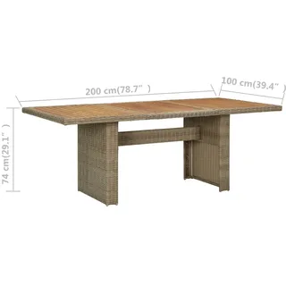 vidaXL Gartentisch 200 x 100 x 74 cm Braun