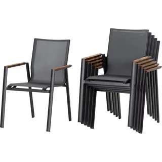 Acamp Stapelstuhl Vegas Aluminium mit Armlehnen Anthrazit Grau 6er Set