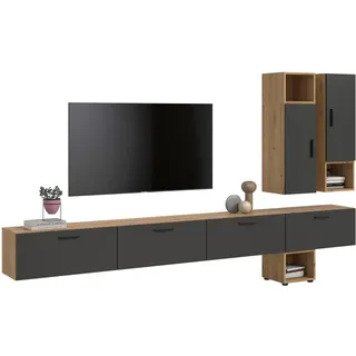 xonox.home Wohnkombination The One – 9-teilig – Artisan Oak / Basalt grau ohne – Braun
