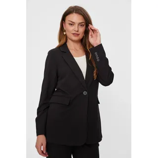 Jackenblazer FREEQUENT "FQNANNI", Damen, Gr. XXL, schwarz, Web, Obermaterial: 73% Polyester, 24% Viskose, 3% Elasthan, unifarben, bequem hüftbedeckend, V-Ausschnitt, Blazer Jackenblazer, mit Knopfverschluss und Reverskragen