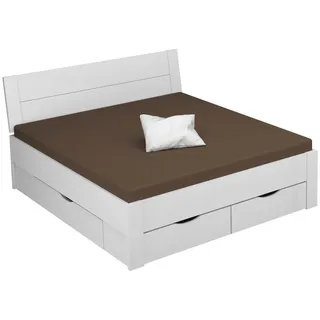 Xora Stauraumbett , Weiß Hochglanz , Holzwerkstoff , 4 Schubladen , 160x200 cm , Blauer Engel, Goldenes M, Made in Germany , Lattenrosthöhe individuell einstellbar, in verschiedenen Holzdekoren erhältlich, mit Schubkästen, in verschiedenen Größen erhältlich , Babymöbel & Kindermöbel, Kinderzimmer & Jugendzimmer, Kinderbetten, Kinderbetten & Jugendbetten