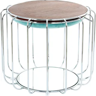 Kayoom Pouf Comfortable 110 Samt 50 x 45 x 50 cm Mint/Silber