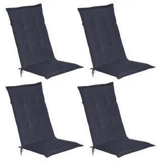 Beautissu 4er Set Gartenstuhlauflage Loft HL Dunkelblau, 120x50x6cm - Dunkelblau