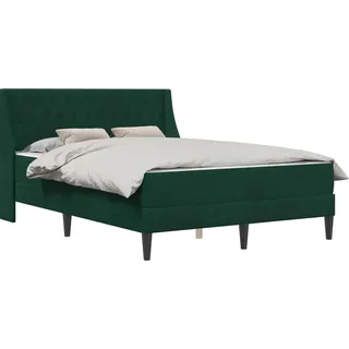 vidaXL Bettgestell mit Matratze Dunkelgrün 120 x 200 cm Samt - Grün
