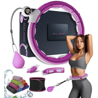 Active 100 Smart Weighted Hula Ring Hoops, Hula Circle Abnehmbarer Fitnessring mit 360 Grad Auto-Spinning Ball Massage, Gymnastik, Erwachsene Fitness für Gewichtsverlust (Lila)