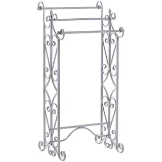 Beliani Handtuchständer Antik Optik grau 45 x 90 cm Chillan , Grau , Metall , 27x90x34 cm , Badezimmer, Badezimmerausstattung, Handtuchhalter