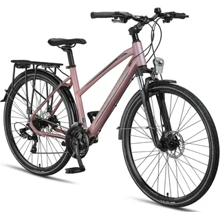 Licorne Bike Premium Touring Trekking Bike in 28 Zoll - Fahrrad für Jungen, Mädchen, Damen und Herren - 21 Gang-Schaltung - Mountainbike - Crossbike - Rosa