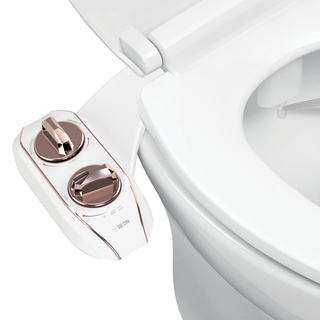 LUXE Bidet NEO 185 Plus – Mechanischer Bidet-WC-Sitzaufsatz der nächsten Generation mit innovativen EZ-Lift-Scharnieren, Doppeldüsen und 360°-Selbstreinigungsmodus (Roségold)