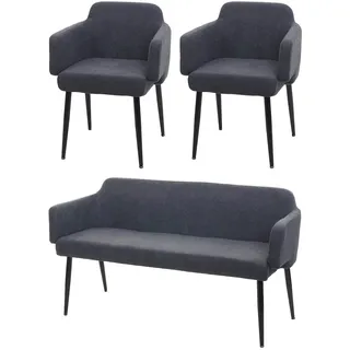 Mendler Esszimmer-Set HWC-L13, 2er-Set Stuhl+Sitzbank Esszimmergruppe Sitzgruppe Esszimmergarnitur, Stoff/Te