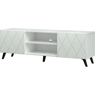 Fernsehschrank Diverse DV2 Sideboard 160x62x42 cm Gefräste Front 2 Türen Tv-Lowboard Weiß/Weiß/Muster 3 - Weiß
