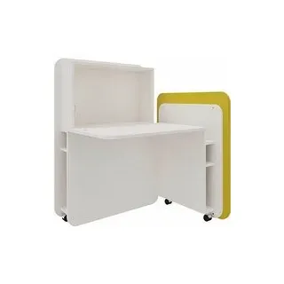 fm FLATup  Sekretär diamantweiß/ gelb rechteckig, weiß 107,0 x 41,5 - 91,0 cm