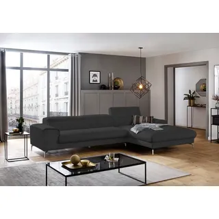 W.Schillig Eckcouch Leder 3-Sitzer Grau