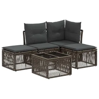 vidaXL Gartensofa-set 5 stk. Grau Poly-Rattan - Grau