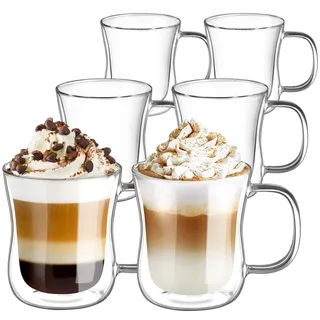 ecooe 6x350ml Doppelwandige Latte Macchiato Gläser Cappuccino Kaffeegläser