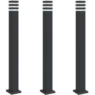 Wegeleuchten mit Steckdose 3 Stk. Schwarz 110 cm Aluminium - Schwarz