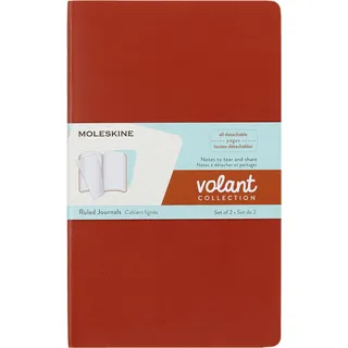 Moleskine Volant Notizhefte (liniert, Soft Cover, Large/A5) 2er-Set Korallrot, Aquamarinblau