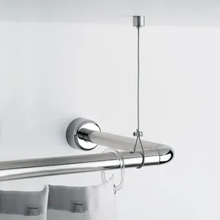 Gedy SPA Chrom, Duschvorhanghalter, Maße: 0,5 x 150 x 2 cm, Höhe verstellbar bis 150 cm, Stahlseil, Deckenhalterung mit Finish, Design R&S Gedy, 2 Jahre Garantie, Einzigartig