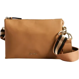 Ted Baker Leder Umhängetasche Schultertasche Darceyy Branded Webbing Leather Crossbody Bag Taupe hellbraun - Hellbraun