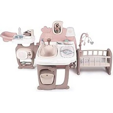 Smoby Toys - Baby Nurse Puppen-Spiele-Station - XXL Puppen-Spielcenter mit Puppenbett, Badewanne & Essbereich (zusammenklappbar) - für Kinder ab 3 Jahren, Kunststoff, Mehrfarbig