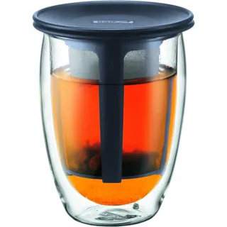 Bodum TEA FOR ONE Teeglas mit Kunststofffilter (Doppelwandig, Isoliert, 0,35 liters) schwarz