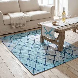 Sansibar Keitum 005 Webteppich 190 x 280 cm Blau/Türkis
