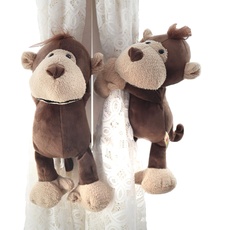 ED-Lumos 2Pcs Affen Vorhänge Tiebacks Tiere gefüllt Cartoon Vorhang Ringe mit elastischen Knopf für Kinder Schlafzimmer Dekoration