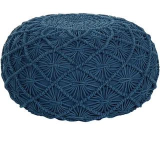 Beliani Pouf Berkane 50/50/30 cm , Blau , Textil , Rund , 50x30x50 cm , Wohnzimmer, Sessel, Hocker & Hockerbänke, Poufs
