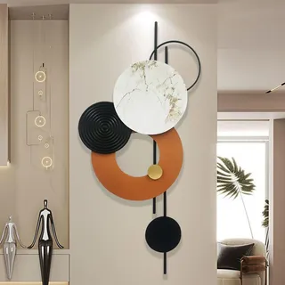 GERHWASH Wanddeko Moderne Wanddeko Wohnzimmer Wand Deko Metall 3D Wandbilder Groß Wanddekoration Runde Boho Wandskulpturen Flur Deko für Home Office,Schlafzimmer,Small Wall Art (40 × 100cm)