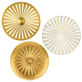 3er-Set Boho Gold Wandskulpturen Runde Wanddekoration Metall Wandschmuck Dekorationen 3D Metallbilder Modernes Kunstwerk für Haus Wohnzimmer Esszimmer Schlafzimmer Küche Korridor(30cm*30cm), Typ-3