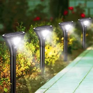 Litake Solarlampen für Außen 4 Stück, Solar Gartenleuchte 2 Modi Solarleuchten mit Bewegungsmelder Wegeleuchte IP65 Wasserdichte Auto Ein/Aus Landschaftslichter Aussenlicht für Garten/Patio/Rasen/Pfad