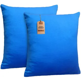 NatureMark 2er Set Jersey Kissenbezüge – Elastisch, weich, atmungsaktiv und hautfreundlich – Waschbare Kissenhülle - 80x80 – Royal Blau